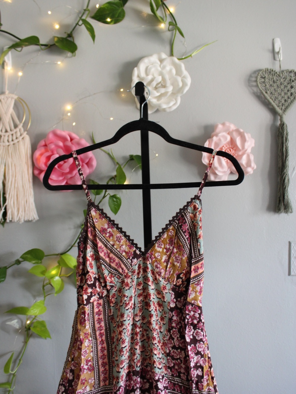 Angie Floral Patchwork Maxi Dress in Pink, Mustard, Mint - Picture 4 of 7